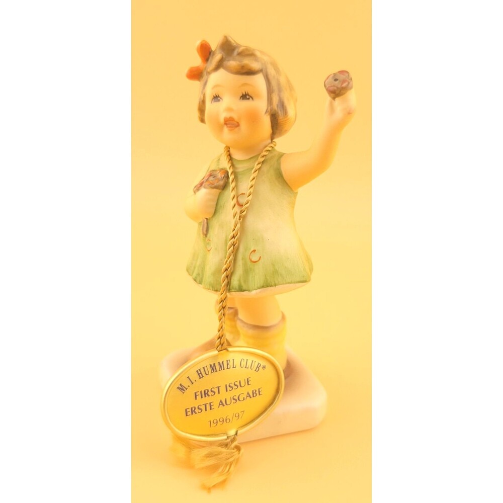 Vintage 4" 1996 First Issue M.J Hummel Club Forever Yours Flower Girl Figurine